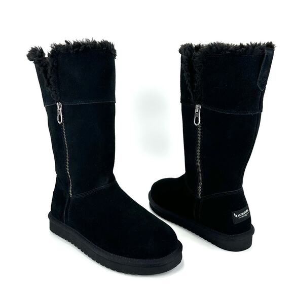 Koolaburra By Ugg Black Winter Boot Size 7 Suede Wool Lining Foldable Tall/Short - Picture 1 of 14